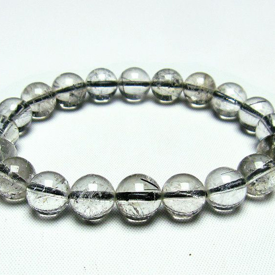 ブラックルチルクォーツブレスレット9mm[T257-4625]