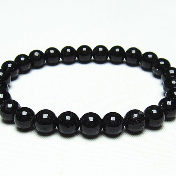 ブラックルチルクォーツブレスレット7mm[T257-4838]