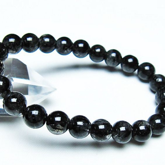 ブラックルチルクォーツブレスレット 8mm [T257-7293]