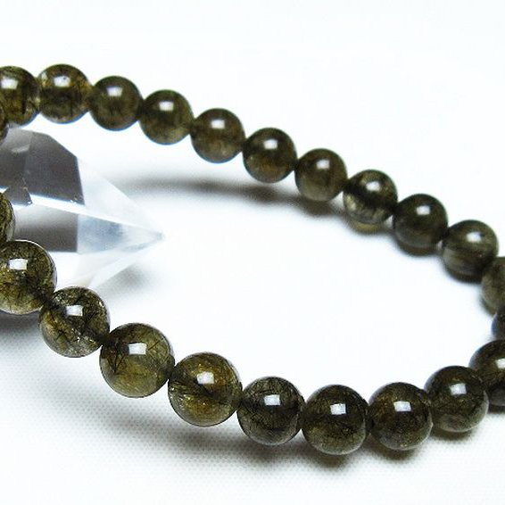 ブラックルチルクォーツブレスレット 8mm [T257-7404]