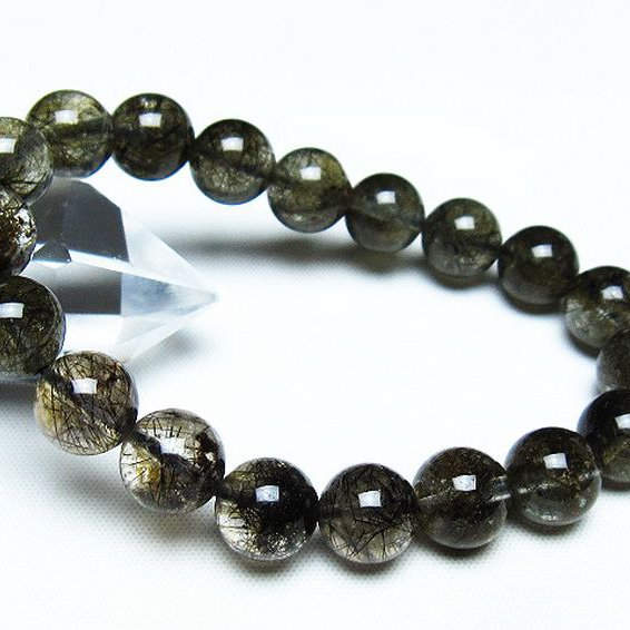 ブラックルチルクォーツブレスレット 10mm [T257-7559]