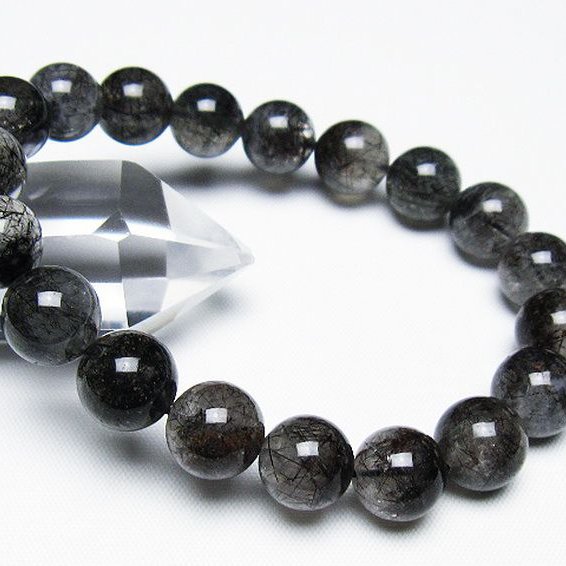 ブラックルチルクォーツブレスレット 11mm [T257-7757]