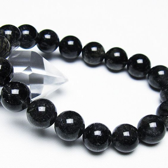 ブラックルチルクォーツブレスレット 12mm [T257-7815]