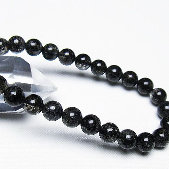 ブラックルチルクォーツブレスレット 7mm [T257-7868]
