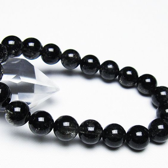 ブラックルチルクォーツブレスレット 9mm [T257-7885]