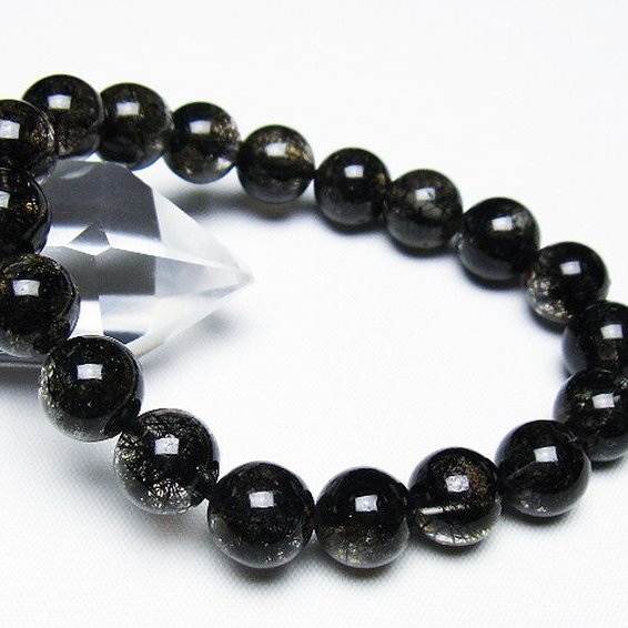 ブラックルチルクォーツブレスレット 10mm [T257-7890]