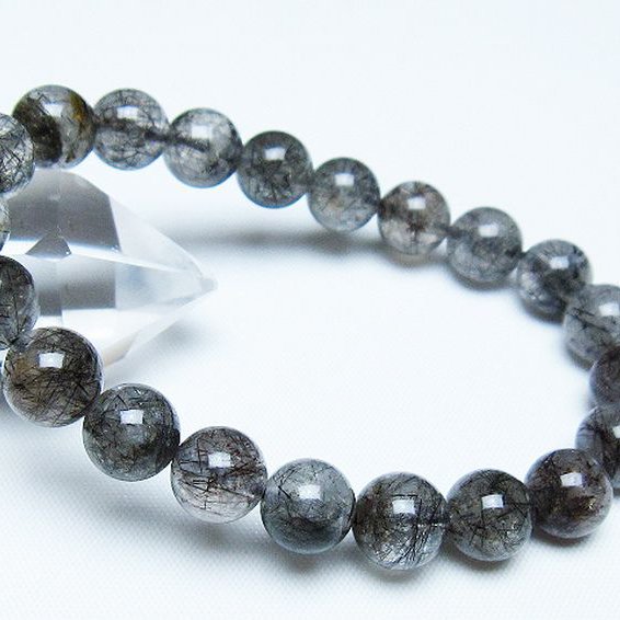 ブラックルチルクォーツブレスレット 9mm [t257-7929]