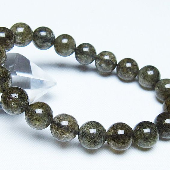 ブラックルチルクォーツブレスレット 10mm [t257-7951]