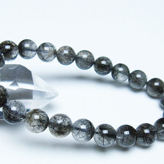 ブラックルチルクォーツブレスレット 9mm [t257-7982]