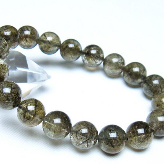 ブラックルチルクォーツブレスレット 12mm [t257-8219]