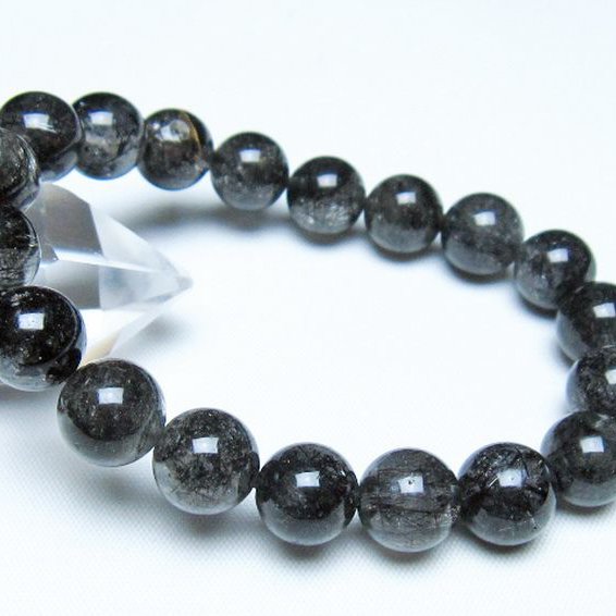 ブラックルチルクォーツブレスレット 11mm [t257-8265]