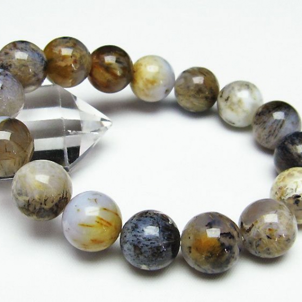 ルチルインアゲート ブレスレット14mm[T258-1742]