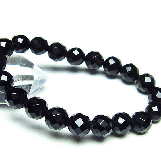 キャッツアイオブシディアン 64面カット ブレスレット10mm[T265-1551]
