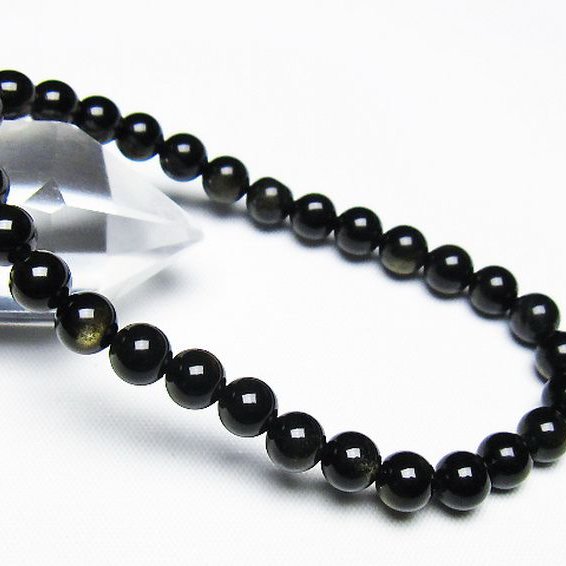 ゴールドキャッツアイオブシディアンブレスレット 6mm [T265-1900]