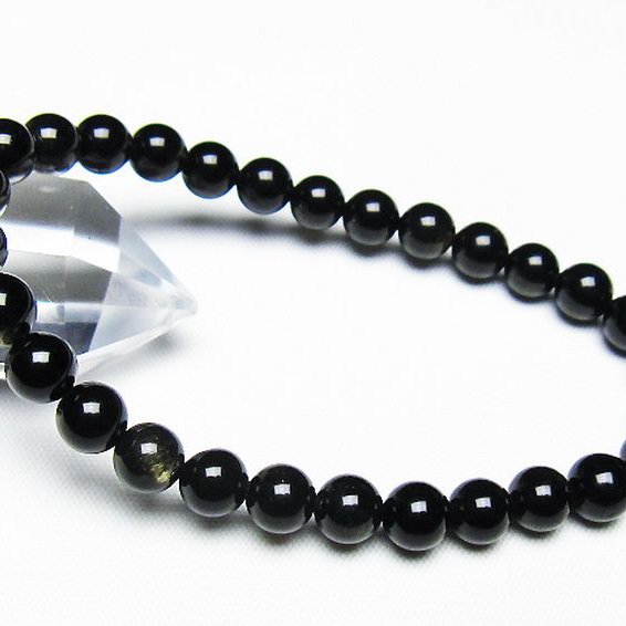 ゴールドキャッツアイオブシディアンブレスレット 7mm [T265-1921]