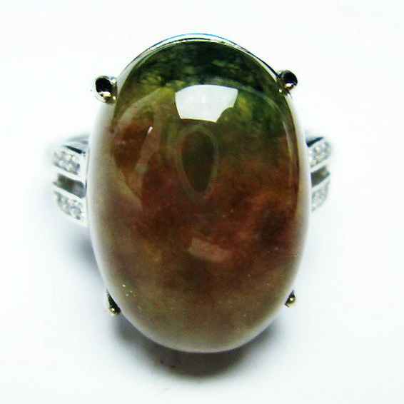 モスアゲート 指輪(16号)[T275-21581]