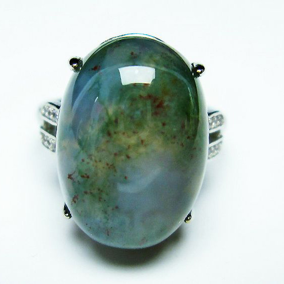 モスアゲート 指輪(14号)[T275-21584]