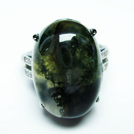 パワーストーン 天然石 モスアゲート 指輪(14号)[T275-21621]