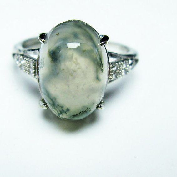 パワーストーン 天然石 モスアゲート 指輪(16号)[T275-21656]