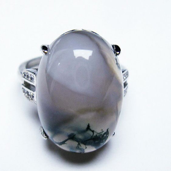 パワーストーン 天然石 モスアゲート 指輪(13号)[T275-21768]