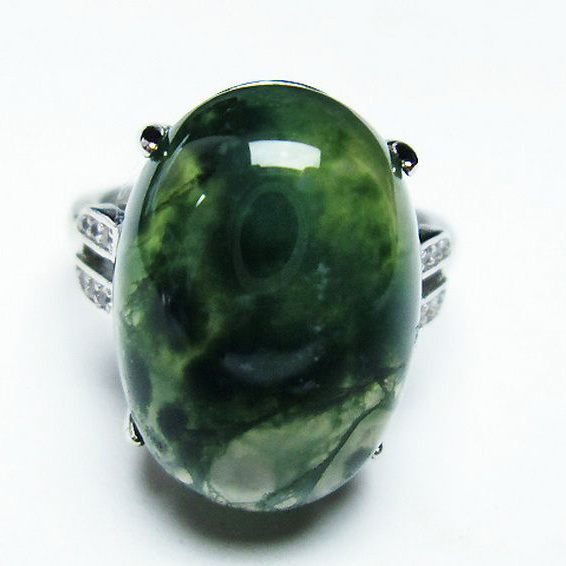 パワーストーン 天然石 モスアゲート 指輪(15号)[T275-21813]