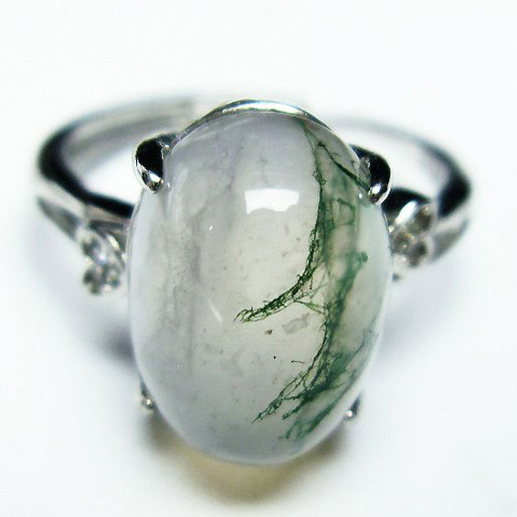 パワーストーン 天然石 モスアゲート 指輪(16号)[T275-21839]