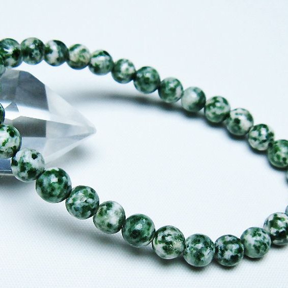 グリーンスポットジャスパー ブレスレット 6mm [T285-1414]