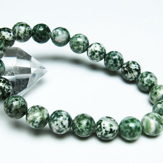 グリーンスポットジャスパー ブレスレット10mm[T285-863]