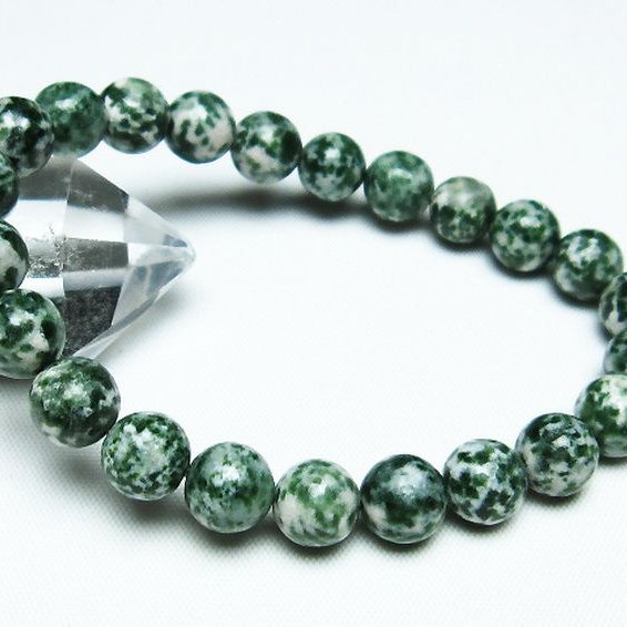 グリーンスポットジャスパー ブレスレット 9mm [T285-877]