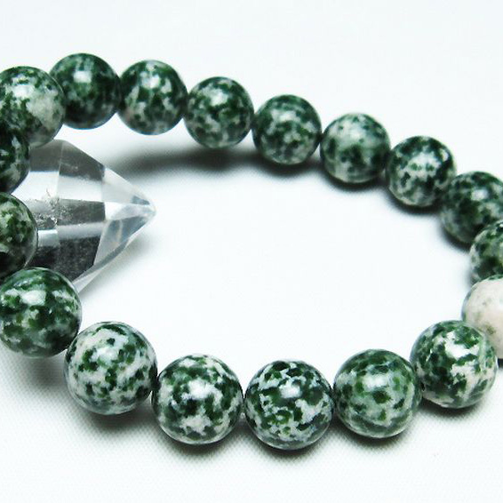 グリーンスポットジャスパー ブレスレット12mm[T285-943]