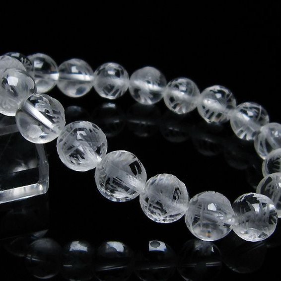 ヒマラヤ水晶手彫り龍ブレスレット 10mm [T305-663]