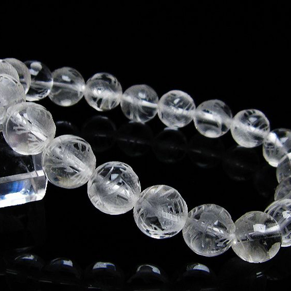 パワーストーン 天然石 ヒマラヤ水晶手彫り龍ブレスレット10mm[T305-934]