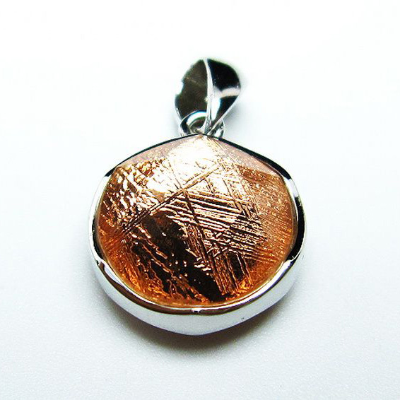 ピンクゴールドギベオン（メテオライト）大衛星ペンダント[T309-2221]