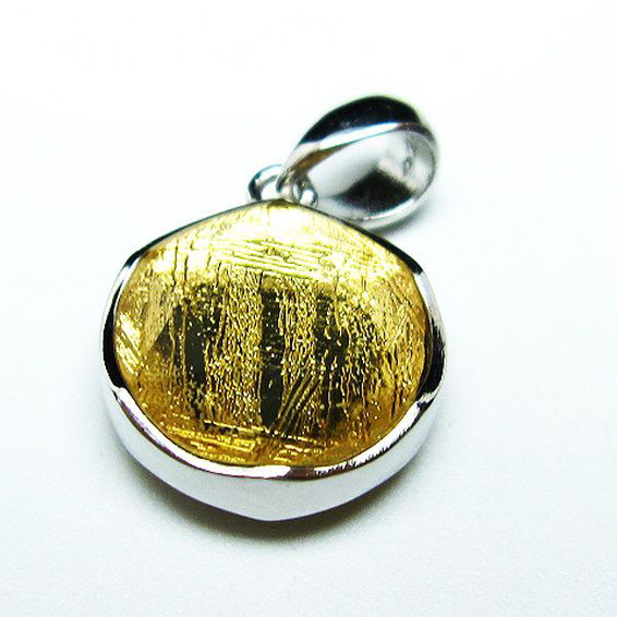 ゴールドギベオン（メテオライト）大衛星ペンダント[T309-2231]