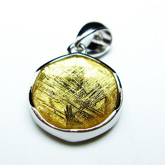 ゴールドギベオン（メテオライト）大衛星ペンダント[T309-2237]