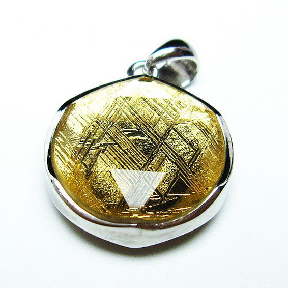 ゴールドギベオン（メテオライト）大衛星ペンダント[T309-2255]