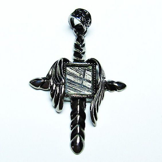 ギベオン メテオライト隕石 十字架 ロザリオ ペンダント[T309-2403]