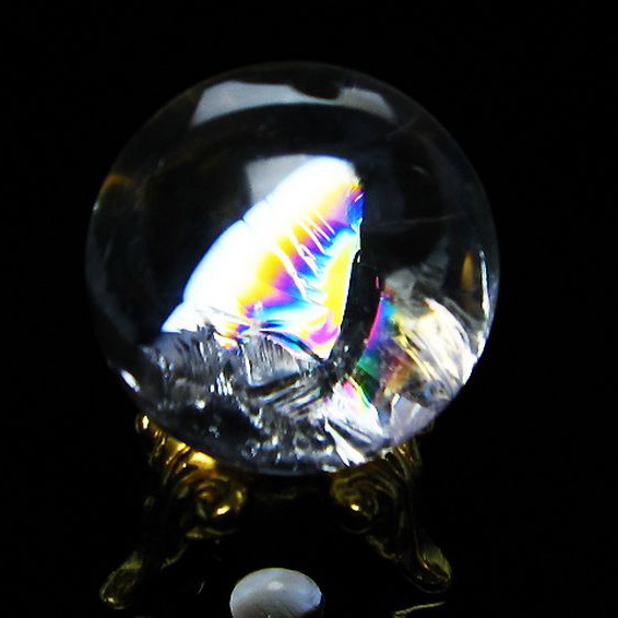 虹入りヒマラヤ水晶丸玉25mm[T317-3417]