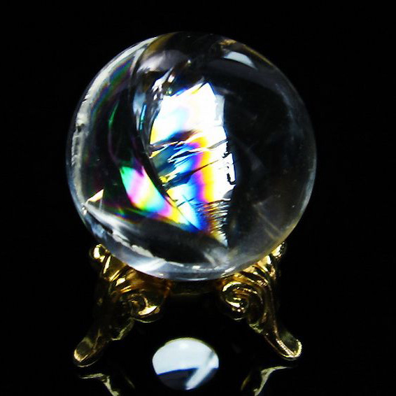 虹入りヒマラヤ水晶丸玉23mm[T317-3603]