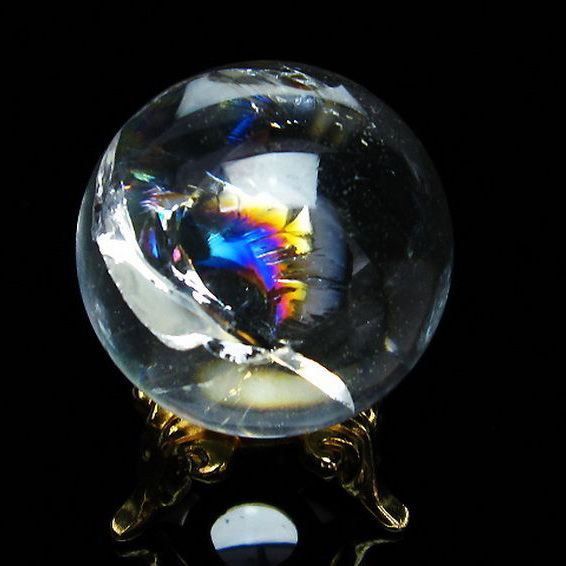 虹入りヒマラヤ水晶丸玉26mm[T317-3634]