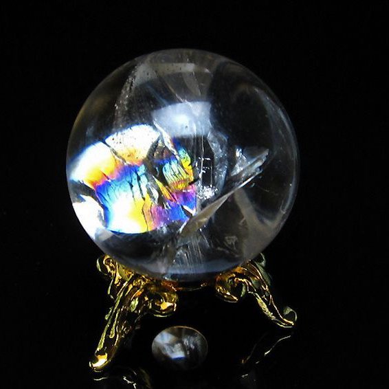 虹入りヒマラヤ水晶丸玉 24mm [T317-4366]