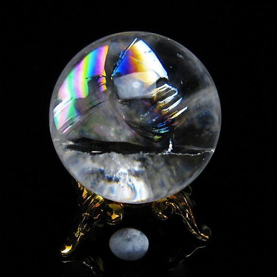 虹入りヒマラヤ水晶丸玉 24mm [T317-4394]