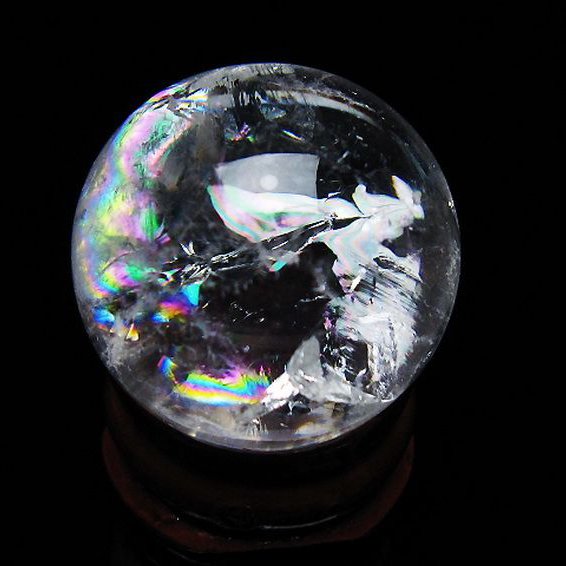 虹入りヒマラヤ水晶丸玉 28mm [T317-5098]