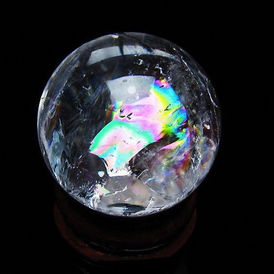 虹入りヒマラヤ水晶丸玉 28mm [T317-5106]