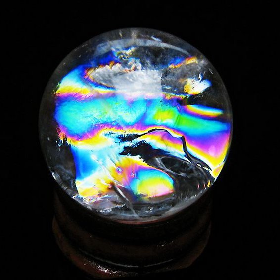 虹入りヒマラヤ水晶丸玉 26mm [t317-5373]