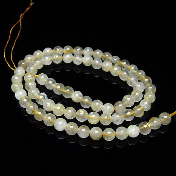 ゴールドタイチンルチル一連6mmビーズ[T320-2708]