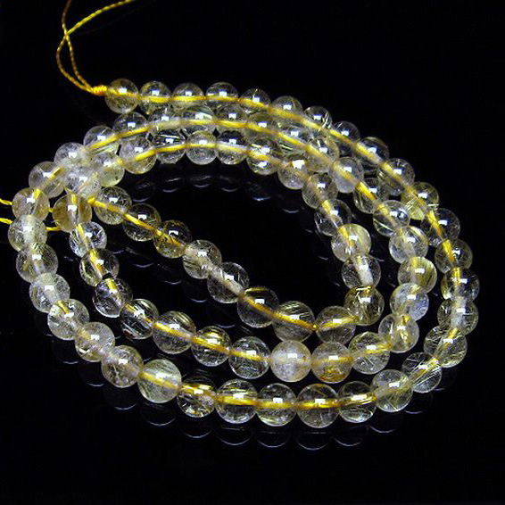 ゴールドタイチンルチル一連5mm ビーズ [t320-3178]