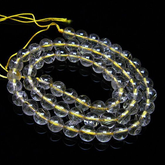 ゴールドタイチンルチル一連7mm ビーズ [t320-3259]