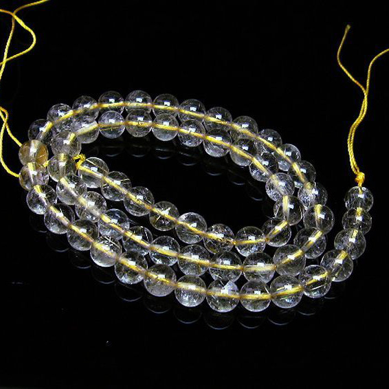 ゴールドタイチンルチル一連7mm ビーズ [t320-3260]