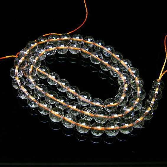 ゴールドタイチンルチル一連7mm ビーズ [t320-3269]